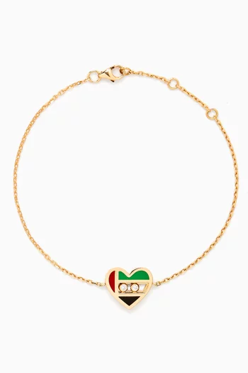 UAE Edition Heart Sliding Diamonds Bracelet in 18kt Gold