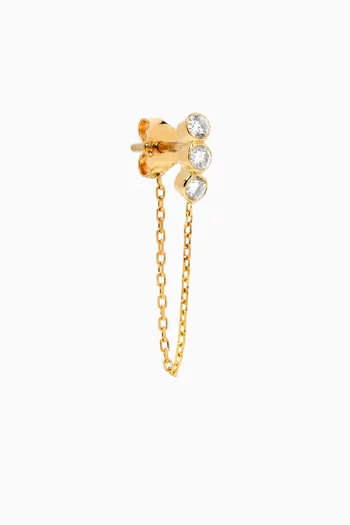 Single Trio Diamond Chain Stud iEarring n 18kt Gold