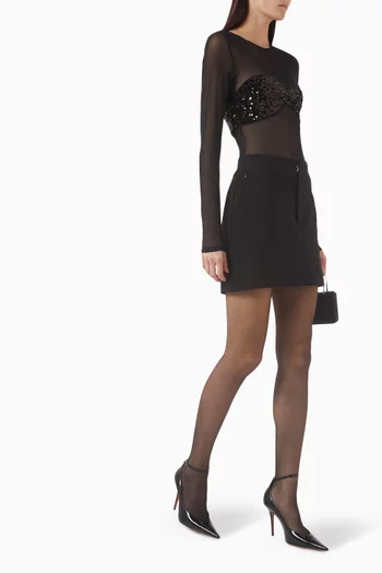 Callista Sequin-embellished Bodysuit in Mesh