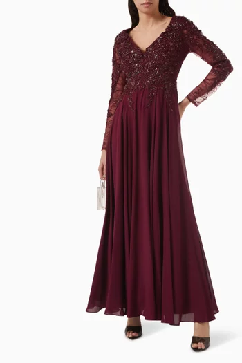 Bead-embellished Gown in Chiffon