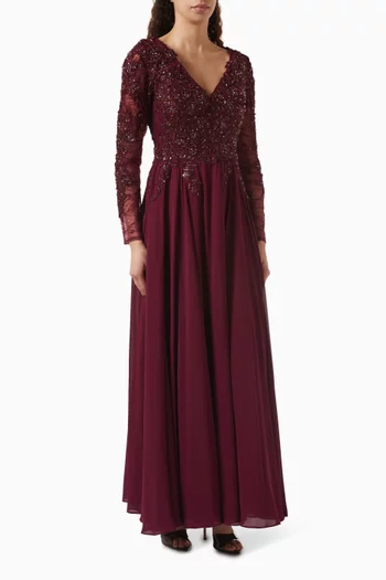Bead-embellished Gown in Chiffon