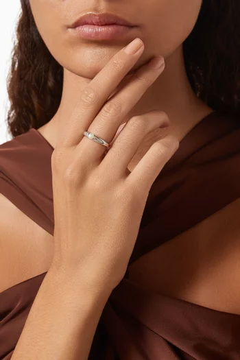Button Pearl Stacking Ring in Recycled Sterling Silver