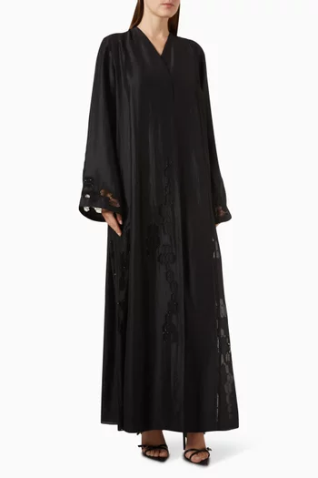 Bead-embellished Abaya in Rayon Blend