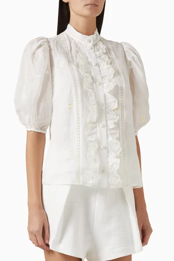 Acacia Embroidered Blouse in Ramie