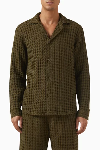 قميص تيرتل بياقة بنمط كوبي بنسيج وافل