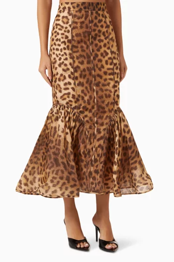 Crush Panelled Pencil Skirt in Linen Blend