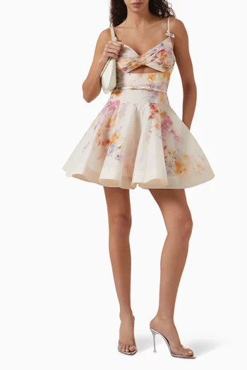 Crush Twist-front Mini Dress in Linen Blend