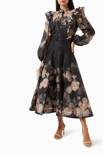 Crush Blouse in Silk-linen Organza