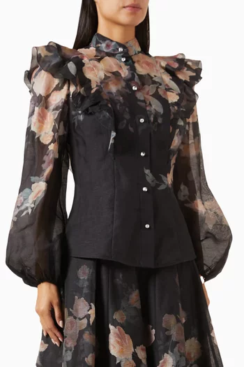 Crush Blouse in Silk-linen Organza