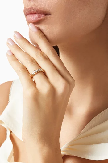 Remy Princess-cut Band Ring in Gold-plated Brass