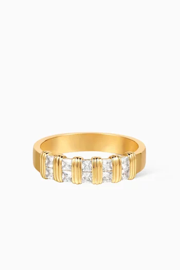 Remy Princess-cut Band Ring in Gold-plated Brass