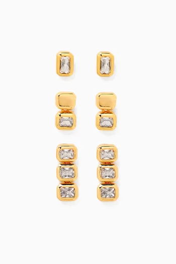 The Bianca Bezel Studs in Gold-plated Brass, Set of 3