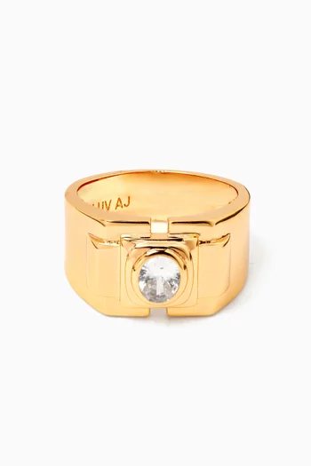 The Deco Statement Ring in Gold-plated Brass