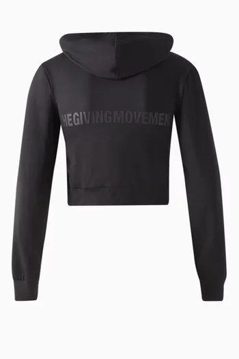 كنزة قصيرة بغطاء رأس وسحّاب قطن عضوي