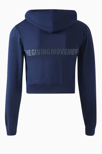 كنزة قصيرة بغطاء رأس وسحّاب قطن عضوي