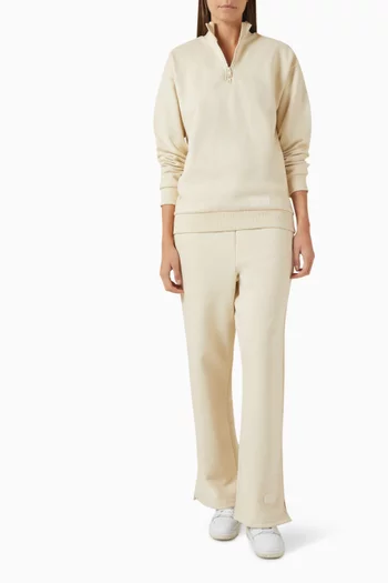 سويت شيرت فضفاض بسحّاب قصير مزيج قطن عضوي