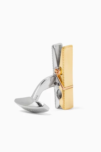 Mayfair Peg Cufflinks in 18K Yellow Gold & Rhodium