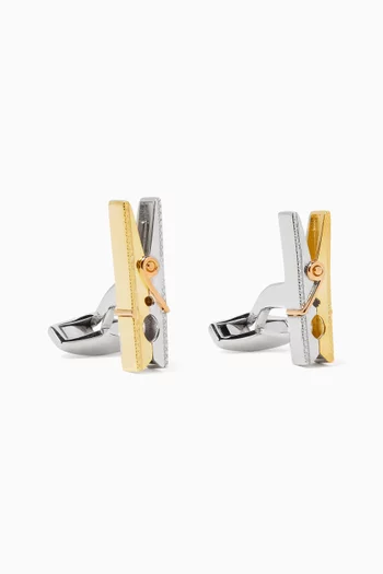 Mayfair Peg Cufflinks in 18K Yellow Gold & Rhodium