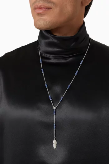 Capri Plume Necklace in Aventurine & Rhodium Plated Silver