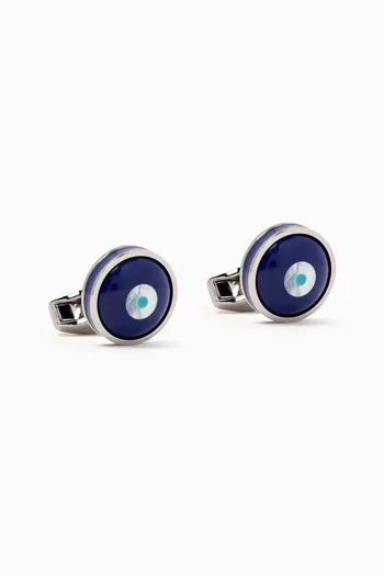 Milos Evil Eye Cufflinks in Resin & Mother of Pearl