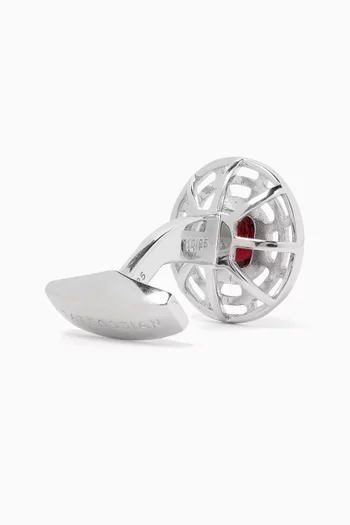 Grid Cufflinks in Rhodium & Tourmaine