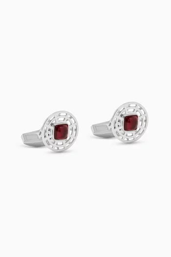 Grid Cufflinks in Rhodium & Tourmaine