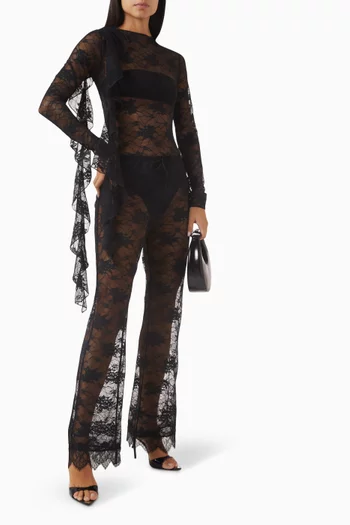 Volant Sleeves Bodysuit in Lace