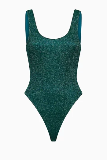 Lumiere Sporty Maillot One-piece Swimsuit in Lurex