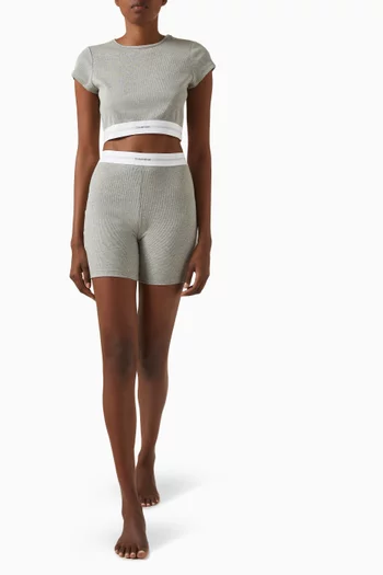 Ribbed Biker Shorts in Cotton