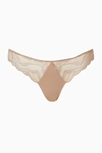 سروال تحتي ثونغ سي كيه انستنكت دانتيل شفاف ومايكروفايبر