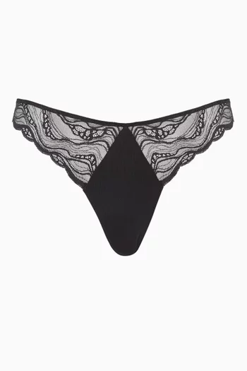 CK Instinct Thong in Sheer Lace & Microfibre