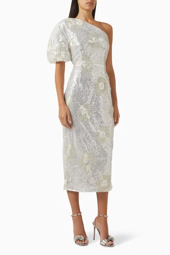 Caledonia One-shoulder Sequin Midi Dress
