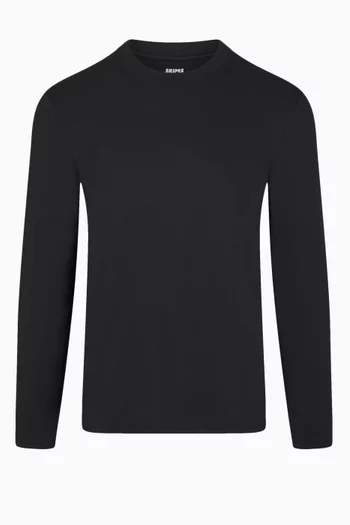 تي شيرت كلاسيكي بأكمام طويلة قطن