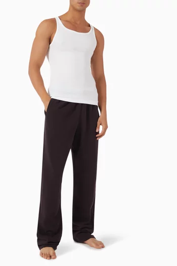 طقم تي شيرت بلا أكمام نسيج مضلع قطن، 3 قطع