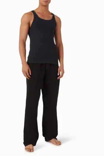 طقم تي شيرت بلا أكمام نسيج مضلع قطن، 3 قطع