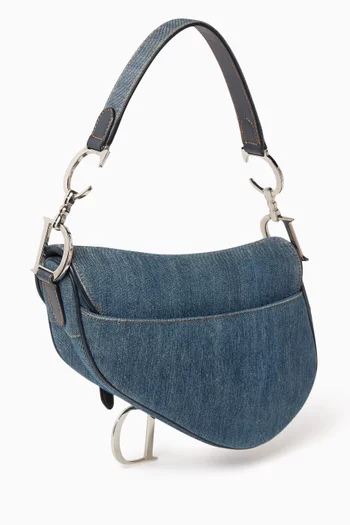 2000s Rose-embellished Saddle Shoulder Bag in Denim