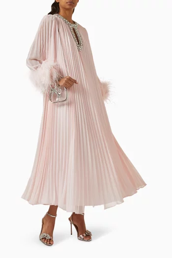 Feather Midi Dress in Chiffon