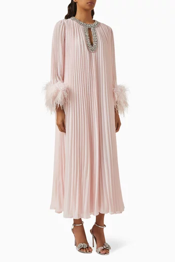 Feather Midi Dress in Chiffon