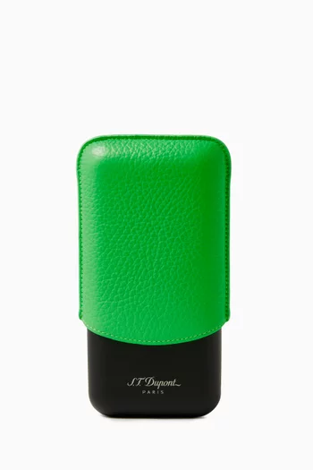 3 Cigar Case in Calf Leather & Metal