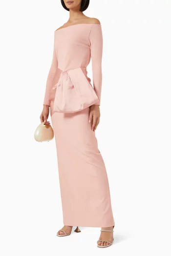 فستان سهرة كوري بأكتاف مكشوفة