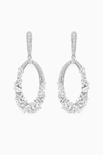 Paula Crystal Dangle Earrings in Rhodium-plated Metal