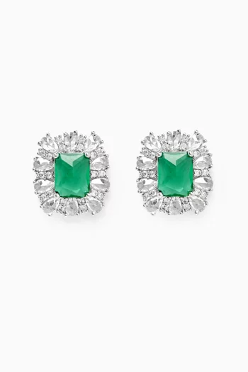 Felicity Stud Earrings in 18kt Rhodium-plated Metal