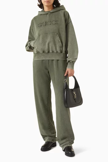 كنزة بغطاء رأس مطرزة بشعار الماركة قطن جيرسيه