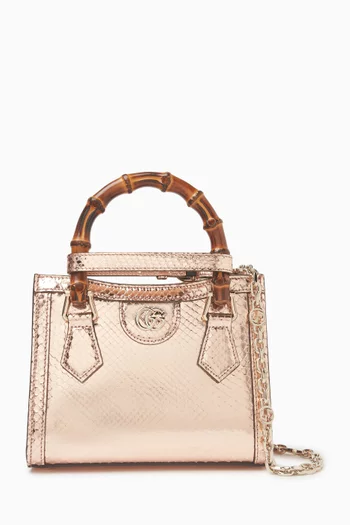 Mini Diana Tote Bag in Metallic Python