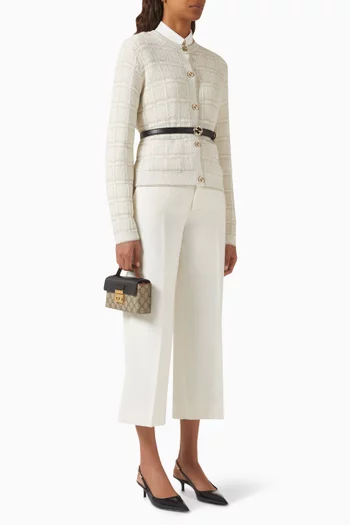 Lamé Check Cardigan in Wool
