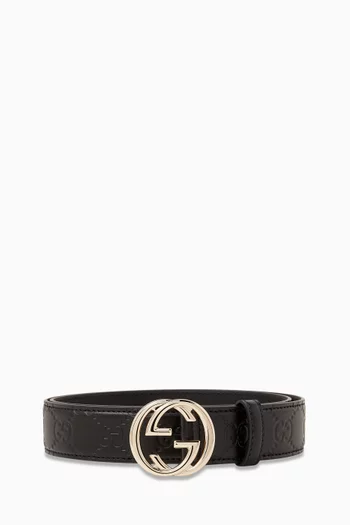 GG Interlocking Belt in Embossed-leather