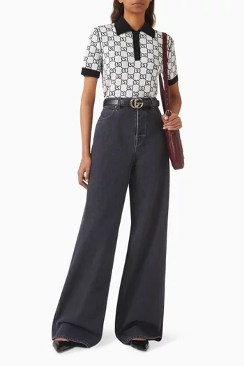 Reversible GG Jacquard Polo Top in Wool