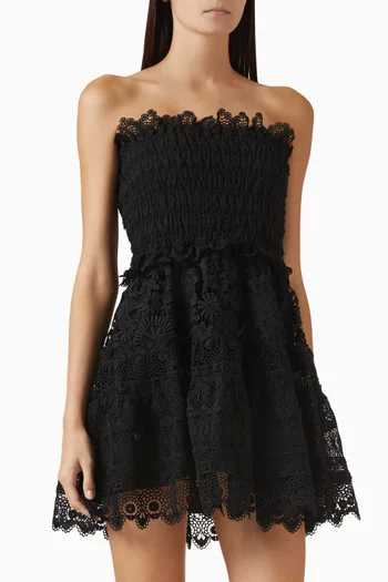 فستان فالارتا قصير مطرز قطن