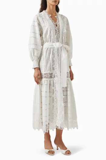 كيمونو ريبيكا بشريط كروشيه مزيج قطن