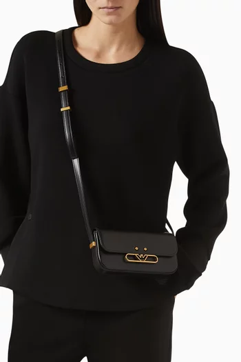 Eagle Logo Crossbody Phone Case in Leather